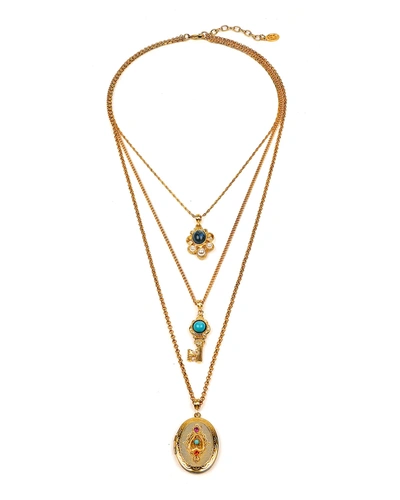 Shop Ben-amun Triple-layered Charm Necklace In Gold