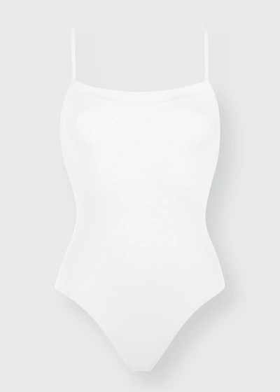 Shop Eres Aquarelle One-piece Swimsuit With Thin Straps In 000100p Blanc