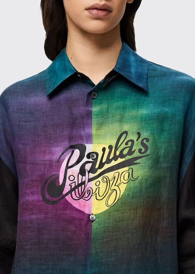 Shop Loewe Men's X Paula's Ibiza Moon-print Shirt In Multicolor