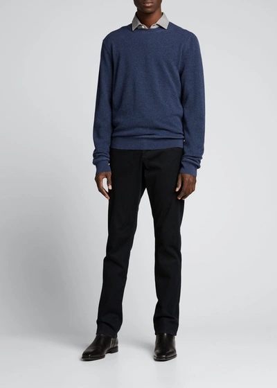 Shop Tom Ford Men's Solid Cashmere-wool Crew Sweater In Dk Blu Sld