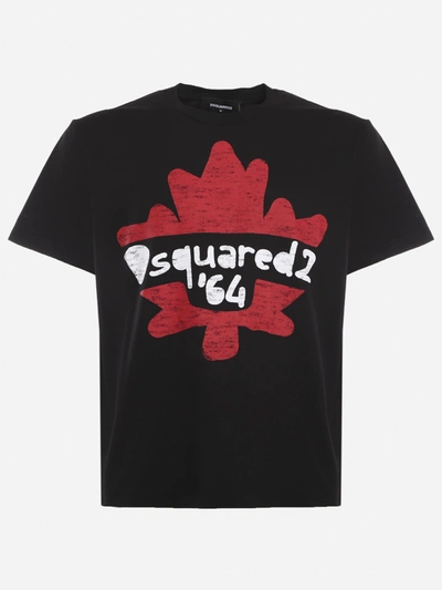 Shop Dsquared2 Cotton T-shirt With Contrasting Logo Print In Black