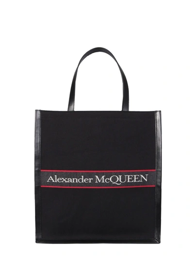 Shop Alexander Mcqueen Signature Logo Tote Bag In Black