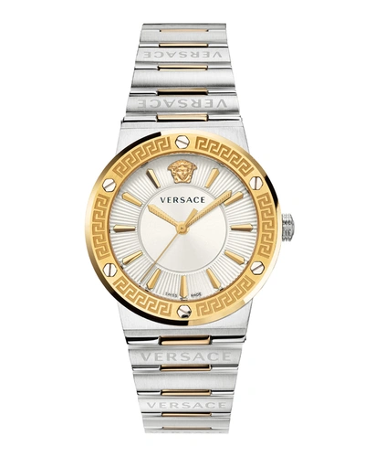 Shop Versace Greca Logo Watch With Bracelet Strap, Two-tone In Two Tone