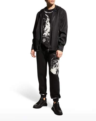 Shop Givenchy Men's Two-tone Graphic Sweatpants In Black