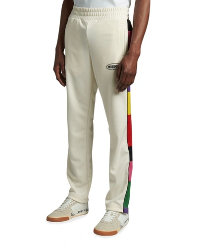 Shop Palm Angels X Missoni Men's Multicolor Side-stripe Track Pants In Off White Black