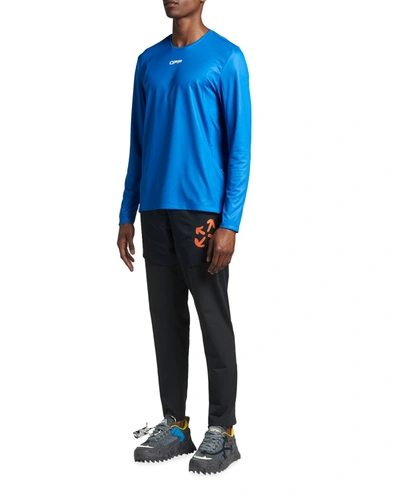 Shop Off-white Men's Active Long-sleeve Tee In Blue White