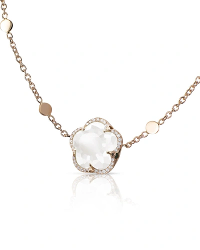 Shop Pasquale Bruni 18k Rose Gold Milky Quartz Floral Necklace With Diamonds