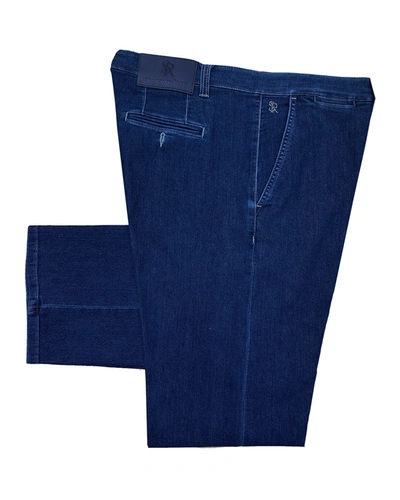 Shop Stefano Ricci Men's Smooth Dark-wash Jeans In Blue