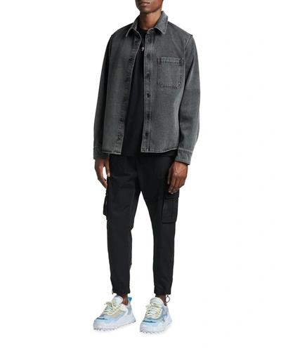 Shop Off-white Men's Negative Mark Denim Sport Shirt In Medium Grey White