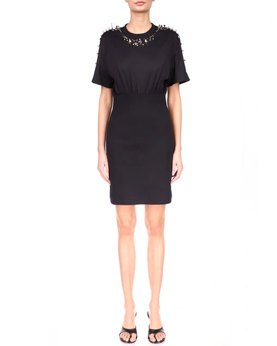 Shop Givenchy C & S Spike-studded Jersey Dress In Black