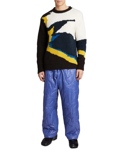 Shop Dries Van Noten Men's Tictoc Multicolor Knit Sweater In Brown