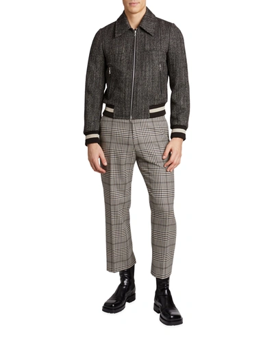 Shop Dries Van Noten Men's Vox Wool Tweed Bomber Jacket In Dark Brown