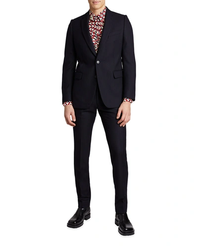 Shop Dries Van Noten Men's Kline Solid Wool Slim-fit Suit In Navy