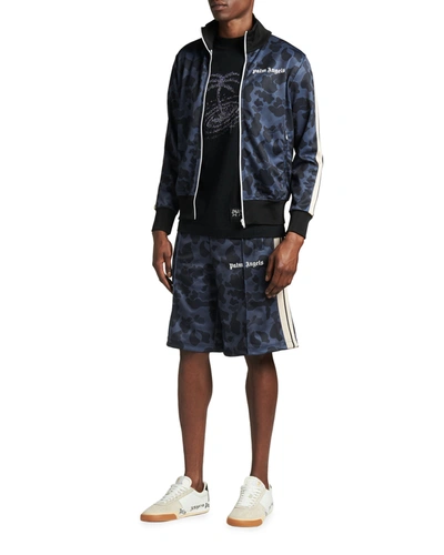 Shop Palm Angels Men's Night Camo Track Jacket In Black White