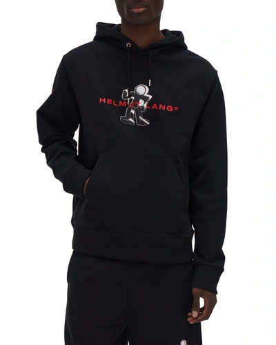 Shop Helmut Lang Men's Figure-logo Pullover Hoodie In Basalt Black