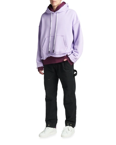 Shop Palm Angels Men's Double-layer Palm Pullover Hoodie In Lilac White