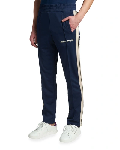 Shop Palm Angels Men's Classic Side-stripe Track Pants In Navy Blue White