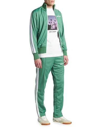 Shop Palm Angels Men's Classic Track Jacket In Green White