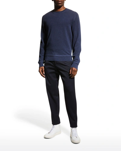 Shop Tom Ford Men's Solid Cashmere-wool Crew Sweater In Dk Blu Sld