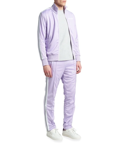 Shop Palm Angels Men's Stand-collar Classic Track Jacket In Lilac White