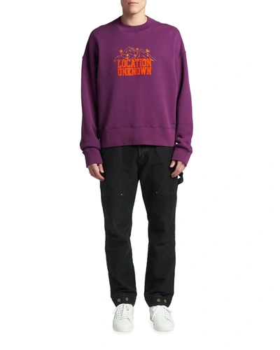 Shop Palm Angels Men's Location Unknown Crew Sweatshirt In Purple Orange