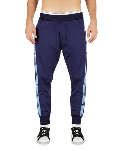 Shop Dsquared2 Men's Leaf Logo-tape Track Pants In Navy/blue