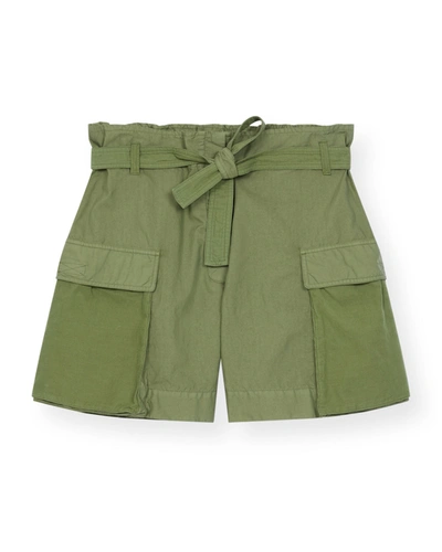 Shop Kenzo Belted Cargo Shorts In Lime Tea