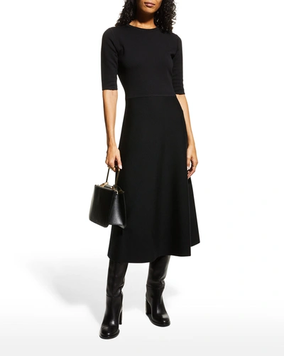 Shop Gabriela Hearst Seymore Wool-cashmere Midi Dress In Black
