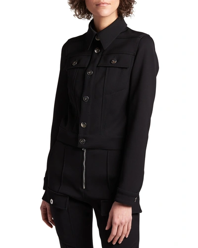 Shop Bottega Veneta Double Cavalry Stretch Wool Jacket In Black