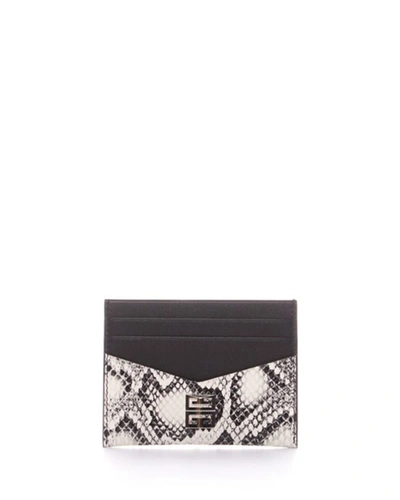 Shop Givenchy Men's Snake-embossed Leather Card Holder In Blackwhite
