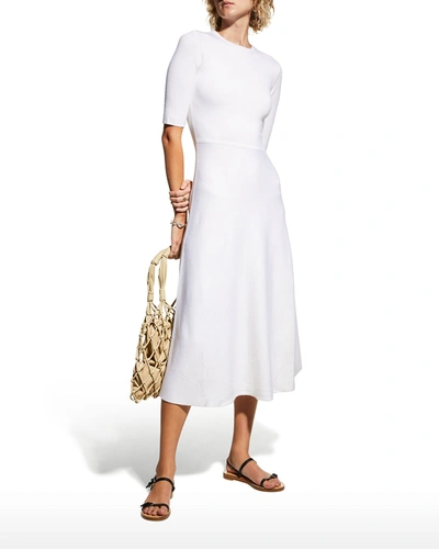 Shop Gabriela Hearst Seymore Wool-cashmere Midi Dress In Ivory