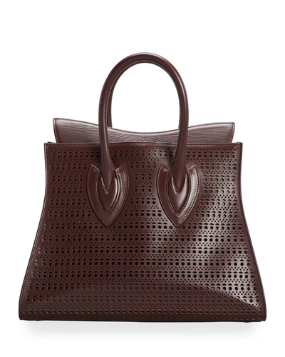 Shop Alaïa Sidi 31 Vienne Laser-cut Top-handle Tote Bag In Almandite