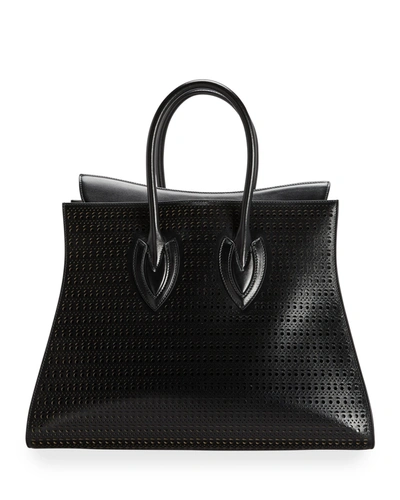 Shop Alaïa Sidi 41 Vienne Laser-cut Top-handle Tote Bag In Noir