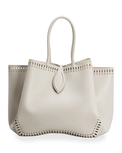 Shop Alaïa Angele 32 Calf Leather Top-handle Bag In 012 Perle