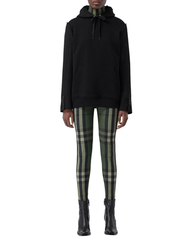 Shop Burberry Madden Check High-waist Leggings In Military Green Ip