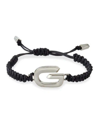 Shop Givenchy Men's G-link Braided Cord Bracelet In Silvery