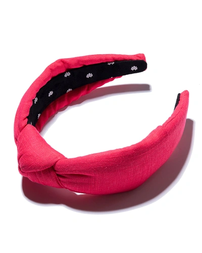 Shop Lele Sadoughi Knotted Linen Headband In Red