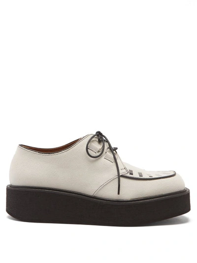 Johnny Studded Suede Creeper Shoes In White