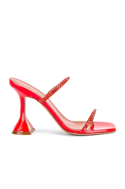 Shop Amina Muaddi Gilda Slipper In Red & Hyacinth Crystal