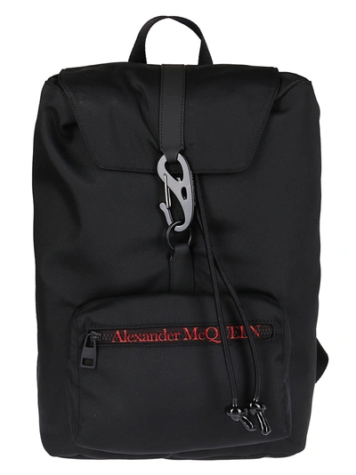 Shop Alexander Mcqueen Logo Print Backpack In Black