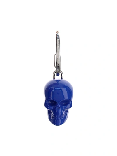 Shop Alexander Mcqueen Skull Pendant Keyring In Blue