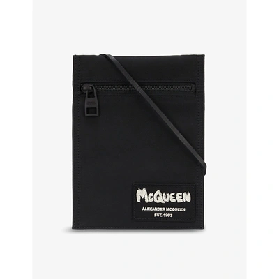 Shop Alexander Mcqueen Black/black/off W Brand-patch Shell Cross-body Pouch