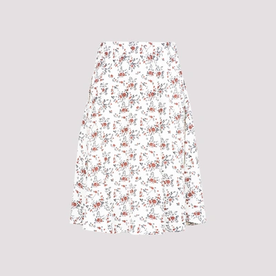 Shop Ganni Printed Crepe Midi Skirt In Multi