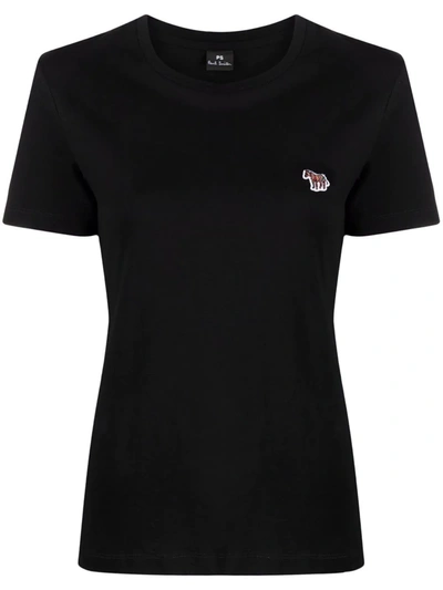 Shop Ps By Paul Smith Embroidered Zebra-logo T-shirt In Schwarz