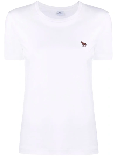 Shop Ps By Paul Smith Embroidered Zebra-logo T-shirt In Weiss