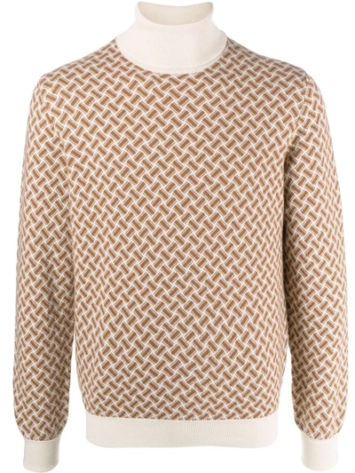 Shop Drumohr Geometric-print Jumper In Braun