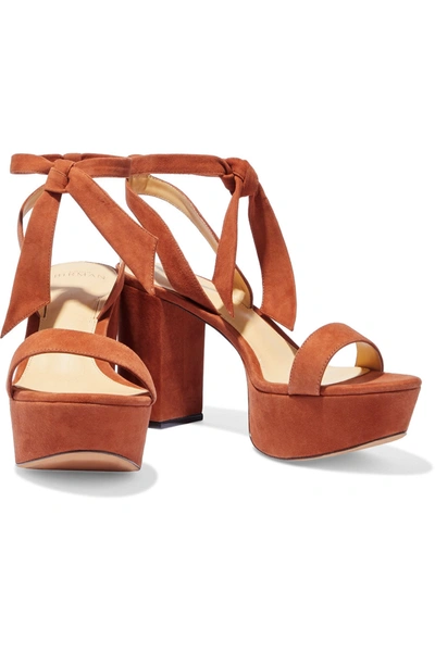 Shop Alexandre Birman Noelle 85 Suede Platform Sandals In Camel