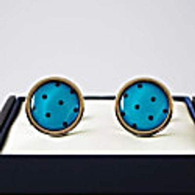 Peper Harow - Made In England Blue Azure Men's Pin Polka Socks & Cufflink Gift Box In Polka