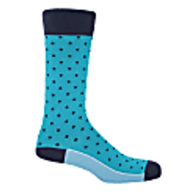 Peper Harow - Made In England Blue Azure Men's Pin Polka Socks & Cufflink Gift Box In Polka