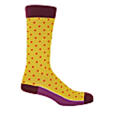 Peper Harow - Made In England Yellow / Orange Honey Men's Pin Polka Socks & Cufflink Gift Box In Polka
